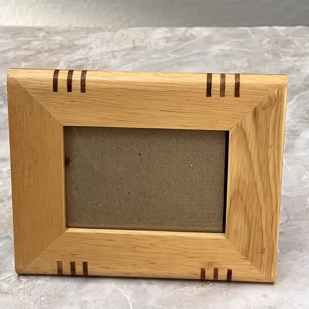 Vtg Art Deco Wooden Picture Frame Handcrafted Light Grain Marquetry Inlay MCM